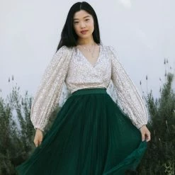 Audrey 3+1 Etta Sequin Surplice Blouse Clothing