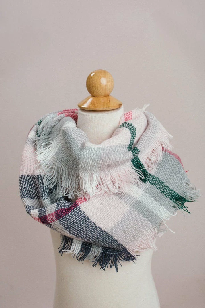 Leto Collection Kids Pink Plaid Infinity Scarf