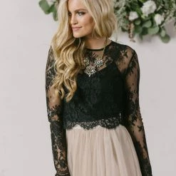 Maniju Bridal Amelie Long Sleeve Lace Crop Top