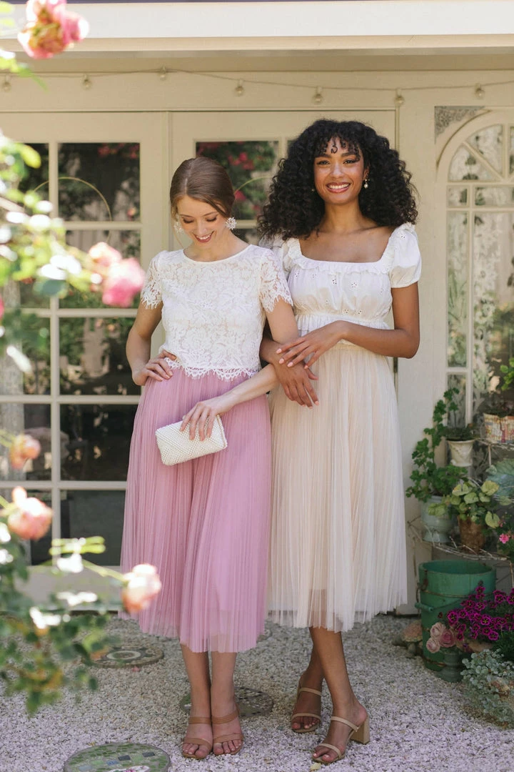 On Blue Maternity Friendly Michaela Pleated Tulle Skirt