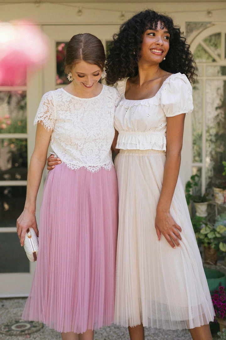 On Blue Maternity Friendly Michaela Pleated Tulle Skirt