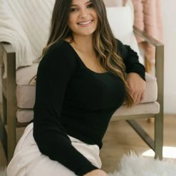 Moodie Aria Long Sleeve Knit Top Basics