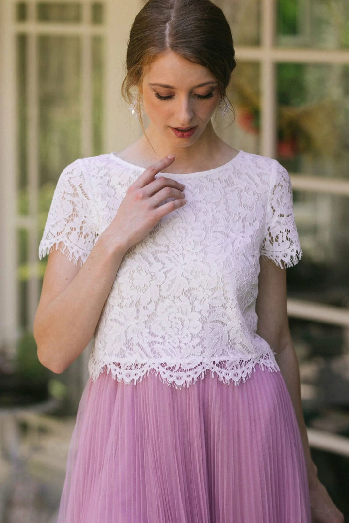 Maniju Ellie Short Sleeve Lace Top