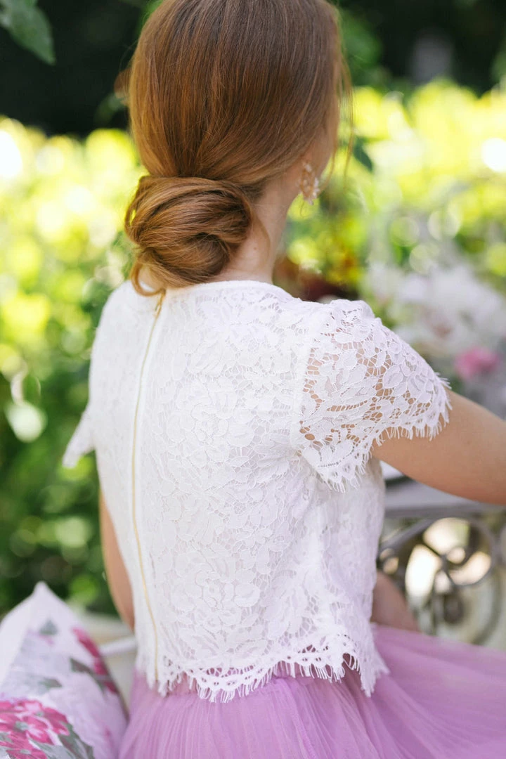 Maniju Ellie Short Sleeve Lace Top