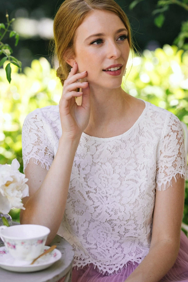 Maniju Ellie Short Sleeve Lace Top