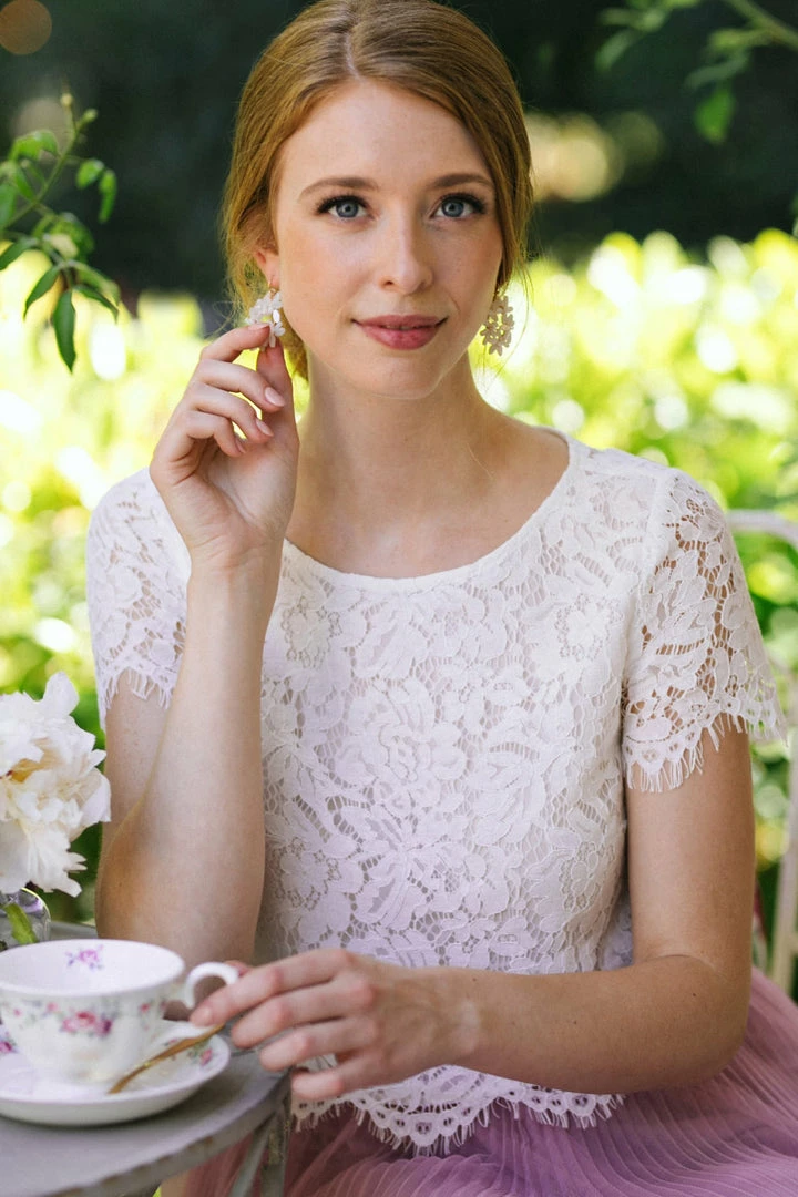 Maniju Ellie Short Sleeve Lace Top