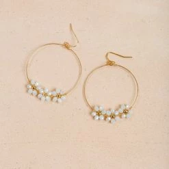 Morning Lavender Mindy Flower Beaded Hoop Earrings Accessories