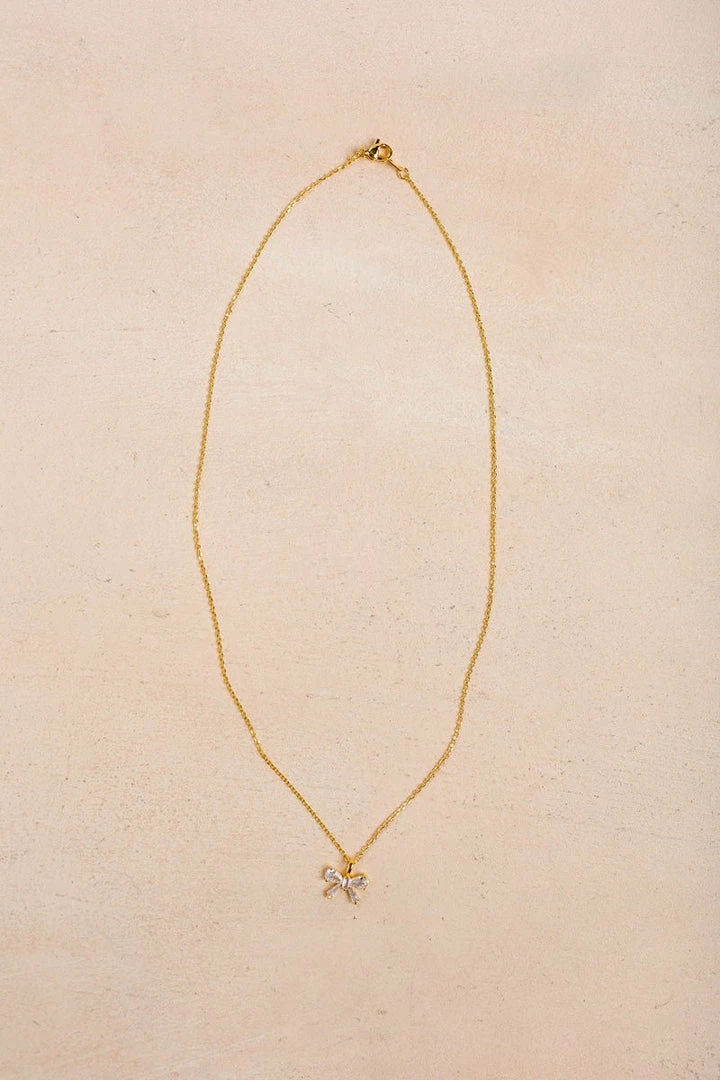 Fame Accessories Anna Crystal Bow Necklace