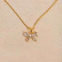 Fame Accessories Anna Crystal Bow Necklace