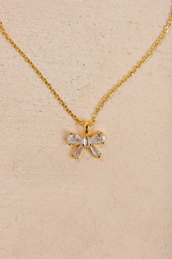 Fame Accessories Anna Crystal Bow Necklace