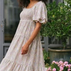 & Merci Serena Tiered Midi Dress Clothing