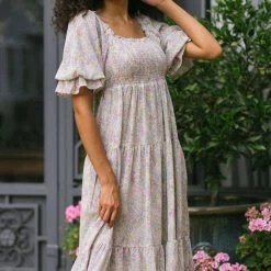 & Merci Serena Tiered Midi Dress Clothing