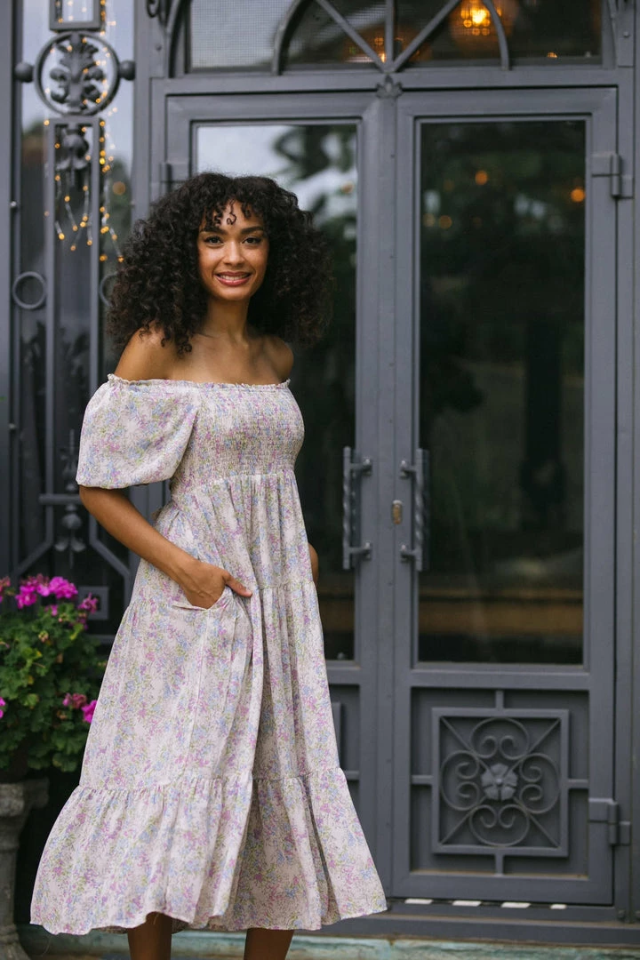 & Merci Serena Tiered Midi Dress Clothing