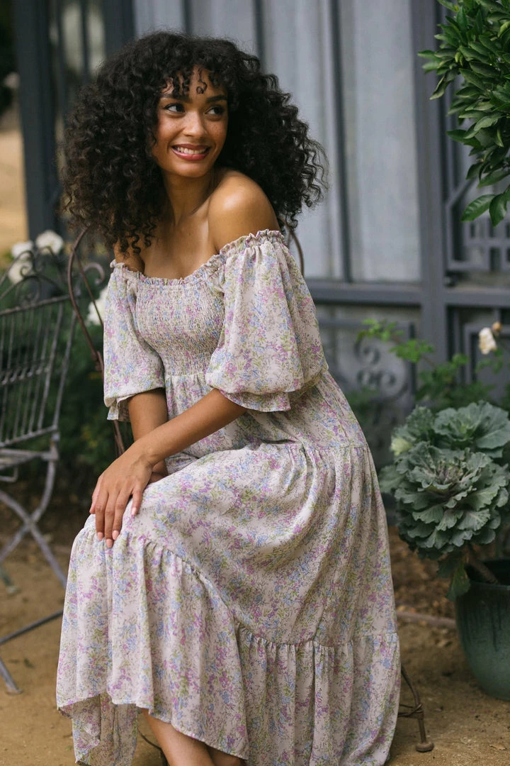 & Merci Serena Tiered Midi Dress Clothing