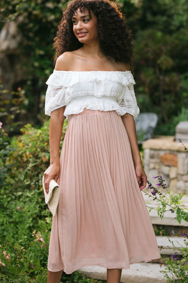 Calista Maternity Friendly Shailene Pleated Midi Skirt