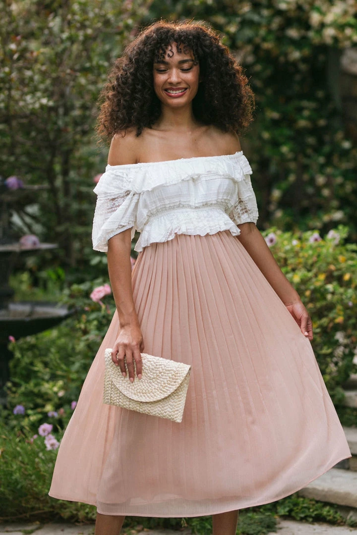 Calista Maternity Friendly Shailene Pleated Midi Skirt
