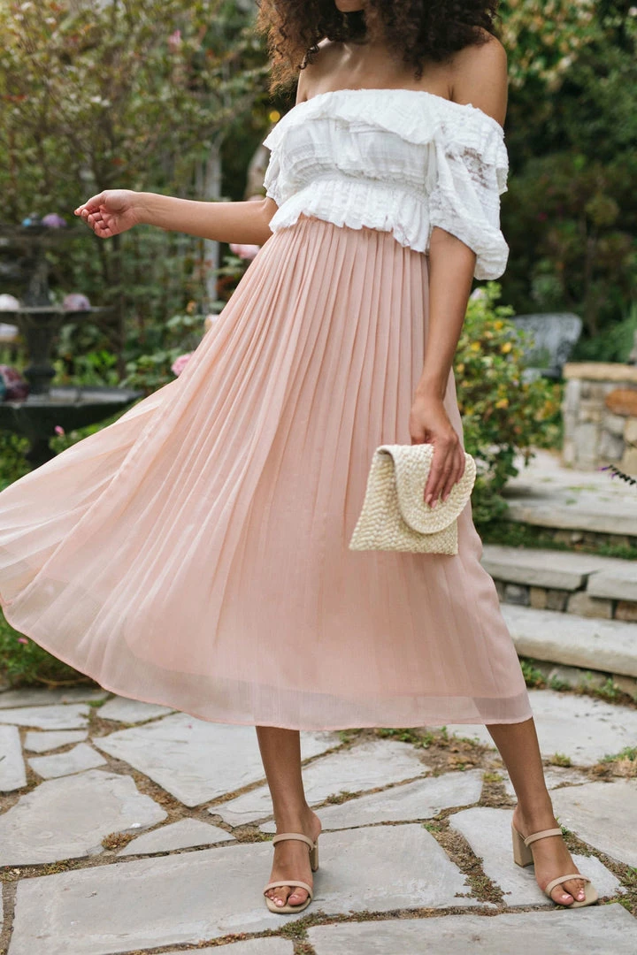 Calista Maternity Friendly Shailene Pleated Midi Skirt
