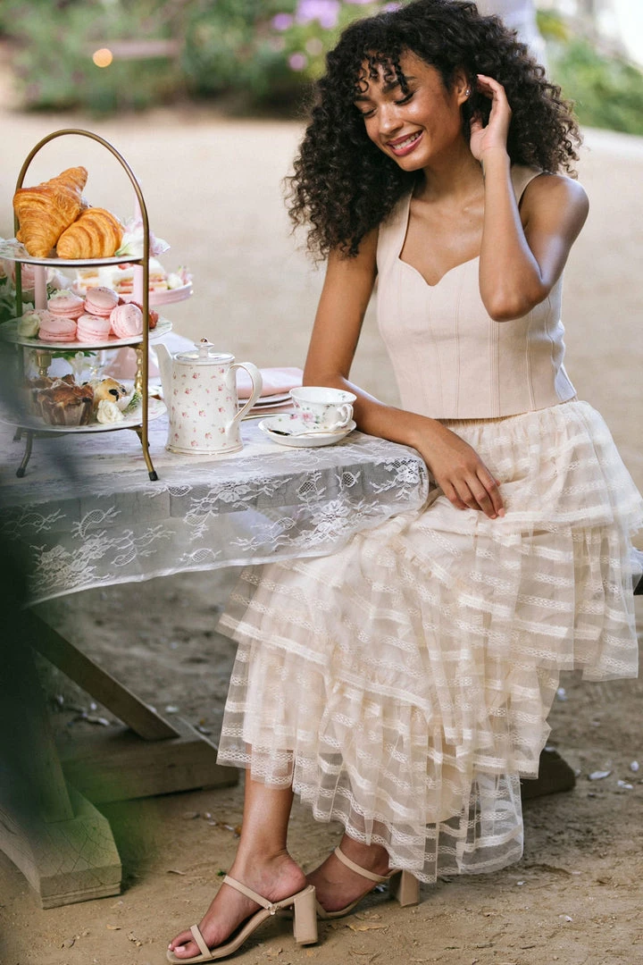 Calista Alexia Tiered Midi Skirt Maternity Friendly