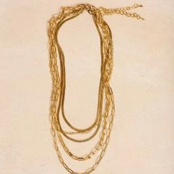 Fame Accessories Liza Gold Layered Chain Necklace