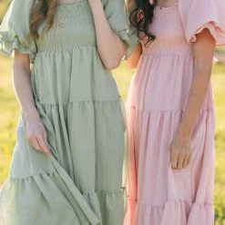 & Merci Best Sellers Paige Puff Sleeve Tiered Midi Dress