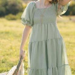 & Merci Best Sellers Paige Puff Sleeve Tiered Midi Dress