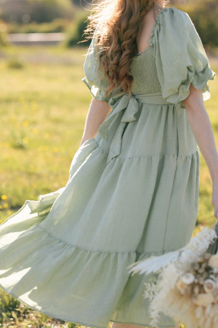 & Merci Best Sellers Paige Puff Sleeve Tiered Midi Dress