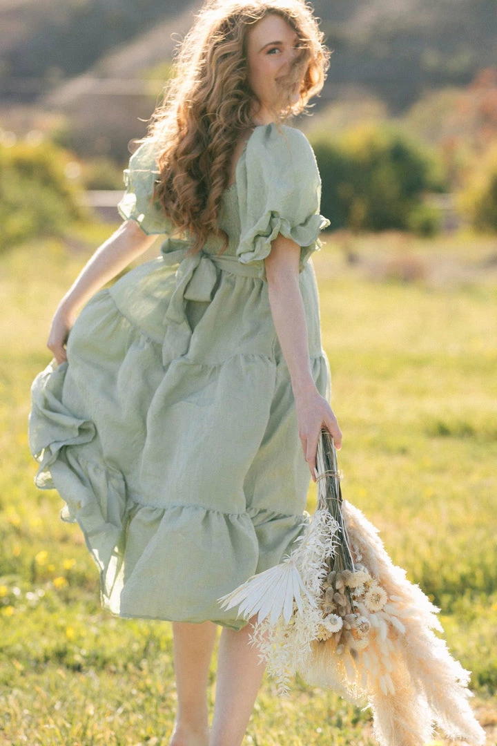 & Merci Best Sellers Paige Puff Sleeve Tiered Midi Dress