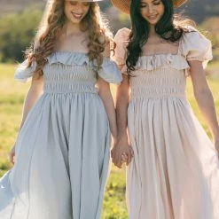 Mable Nancy Smocked Midi Dress