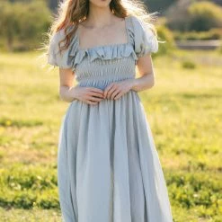 Mable Nancy Smocked Midi Dress