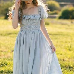 Mable Nancy Smocked Midi Dress