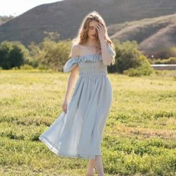 Mable Nancy Smocked Midi Dress