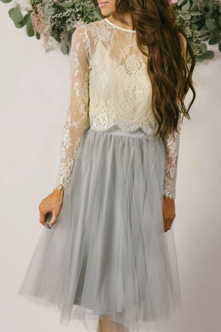 Maniju Bridal Amelie Long Sleeve Lace Crop Top