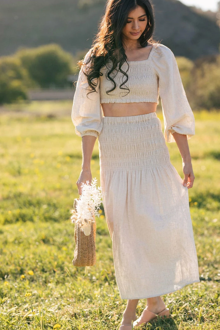 Crescent Winona Smocked Linen Set