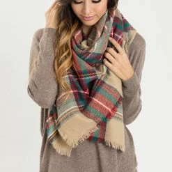 JOIA Holly Beige Plaid Knitted Scarf Best Sellers