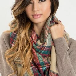 JOIA Holly Beige Plaid Knitted Scarf Best Sellers