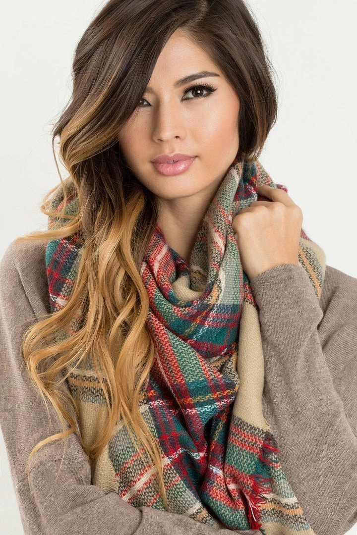 JOIA Holly Beige Plaid Knitted Scarf Best Sellers