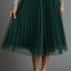 Lucy Paris Vienna Pleated Tulle Midi Skirt