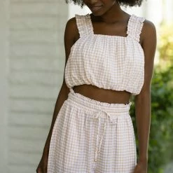 Allie Rose Clothing Bernice Gingham Cropped Top