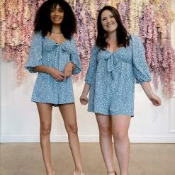 Lush Dylan Tie Front Romper Clothing