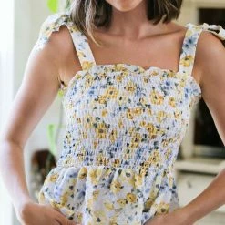 Blu Pepper Jayden Smocked Peplum Top Clothing