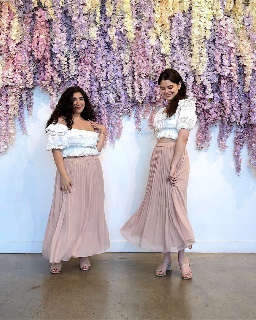 Calista Maternity Friendly Shailene Pleated Midi Skirt