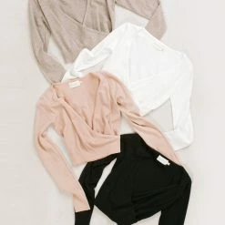 Dreamers Rosette Surplice Sweater Top