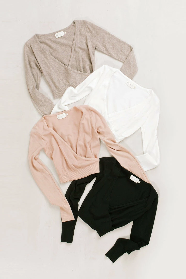 Dreamers Rosette Surplice Sweater Top